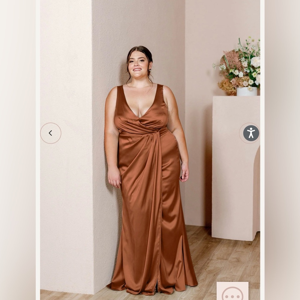 NWT Revelry Bridesmaid Blair Satin Dress in Rust Size 24